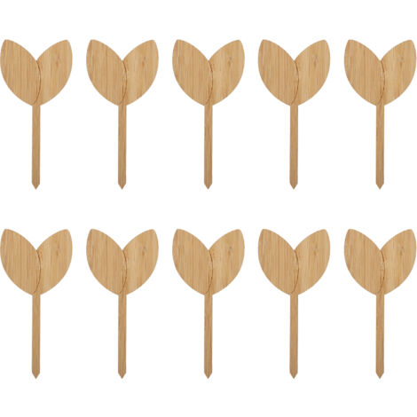 10pcs Plant Labels Bamboo Material Easy Writing 1/8 in Thickness Decorative Garden Markers for GardenerLeaf Shape (1/5)