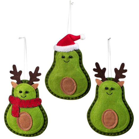 3Pcs Christmas Avocado Green Doll Pendant Christmas Tree Hanging Decoration For Home Door Window Felt Ornaments (1/5)