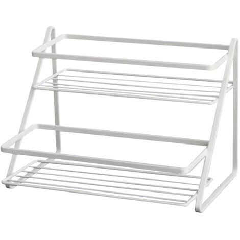 Kitchen Countertop Storage Rack Space Saving Multifunctional 2 Tiers Spice Toiletries Makeup Counter Standing Shelf White (1/5)