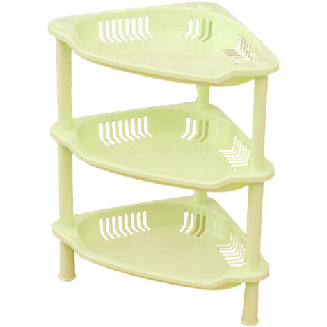 3 Layers Bathroom Standing Shelf Bathroom Stand PP Land Installation Bathroom Rack Storage Shelves for Bathroom KitchenGreen Trigon (1/2)