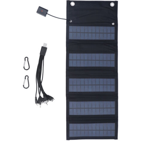 9W Solar Panel Portable Foldable Green Power High Conversion Rate Black Solar Panel Charger for Outdoor Hiking (1/5)