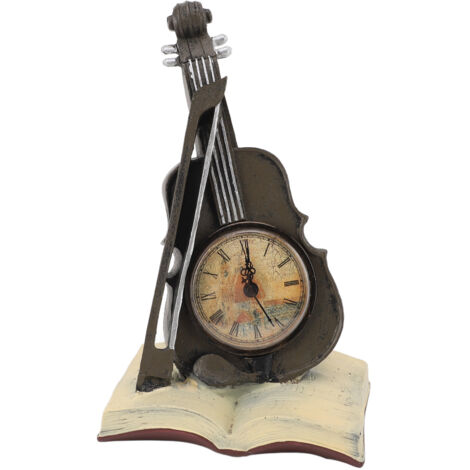 Vintage Design Violin Clock Rests On A Sheet Music Book Resin Violin Model Clock For Favorite Conductor Music Teacher Student (1/5)