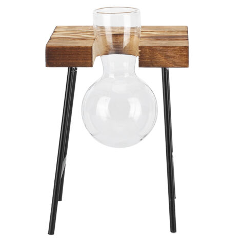 Desktop Glass Planter Wooden Stand Bulb Glass Vase Hydroponics Plant Planter for Home Office Garden1 Bottle (1/5)