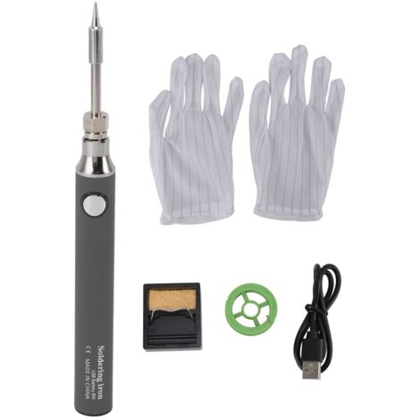 Soldering Iron Kit Cordless Electronic Welding Pen USB Rechargeable Adjustable Temperature Fast Heating Welding Tool for Wire DIY Grey (1/5)