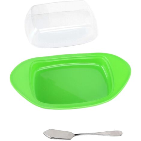 ShipShaped Butter Cutting Box with Cutting Knife and Lid Food Grade Chesse Container for Kitchen(Green )