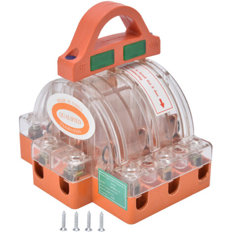 AC 380V 32A 3 Pole Knife Switch with LED Indicator Copper Transparent Shell Double Throw Disconnect Knife Switch