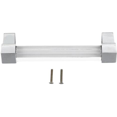 Acrylic Drawer Pulls Single Hole Crystal Cabinet Drawer Pulls for Kitchen Cabinets Dresser Cupboard Hole Spacing 128 Silver (1/5)