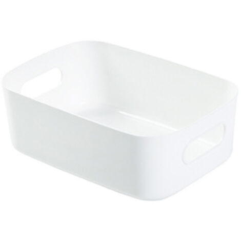 Desktop Storage Basket PP Cosmetic Storages Box Desktops Sundries Organizer with Handle for HouseholdSmall White (1/2)