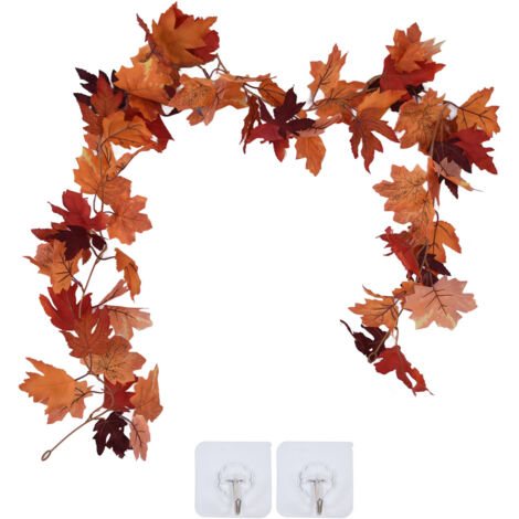 Decorative Artificial Maple Garland Fall Leaf Garland Decoration Thanksgiving Halloween Fake Maple VineDouble Maple Leaf Rattan Type C