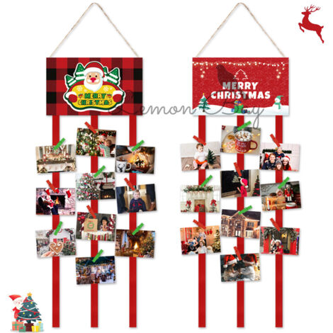 Christmas Card Holder Felt Wall Hanging Picture Holders with 40 Photo Clips Picture Frame Collage Decoration Christmas Cards Photo Paper Crafts (1/5)