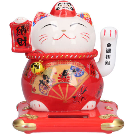 6in Fortune Cat Ceramic Waving Lucky Cat Ornament Home Decoration for Bedroom Car OfficeType 1 (1/5)