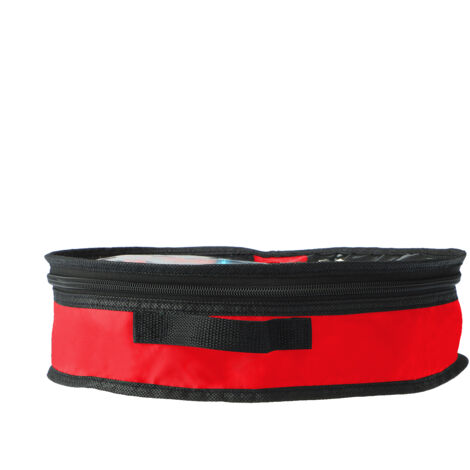 Wreath Storage Bag Christmas Holiday Decoration 420D Nylon 24in Transparent PVC Red L 21x17x4cm (1/5)