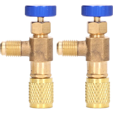 2PCS Refrigeration Valve Air Conditioning Refrigerant Control Valve Fluoride Charging Adapter for R22 R404 R407 1/4SAE Thread (1/5)