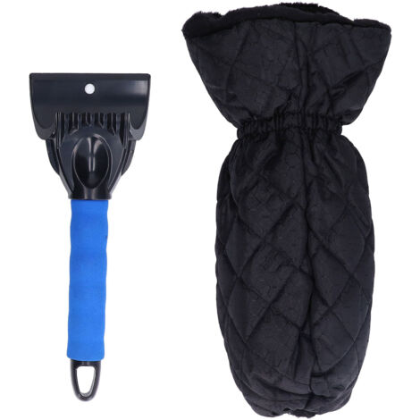 Waterproof Ice Scraper Mitt 2 in 1 Design Elastic Band Design Easy to Hold Convenient Cold Proof Car Snow Scraper GloveBlue