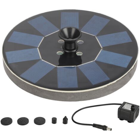Solar Fountain Round 1.4W Floating Solar Landscape Fountain with Lights for Pool Pond Garden Decoration Black