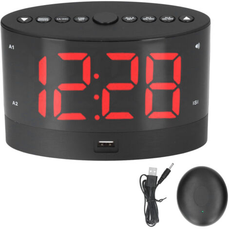 Digital Alarm Clock USB Charging Alarm Clock with 3 Vibration Modes and 2 Time Modes (1/5)