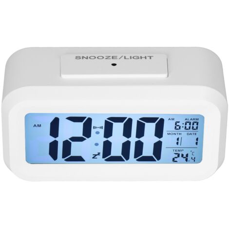 Digital Alarm Clock LED Large Display Electronic Night Light Snooze Function Alarm Clock for Bedroom Home OfficeWhite (1/5)