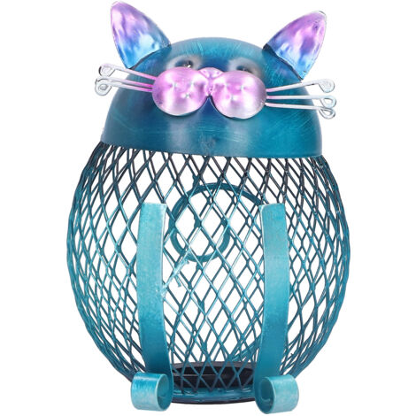 Coin Box Cat Animal Decoration Wrought Iron Handmade Money Saving Box Birthday Gift (1/5)