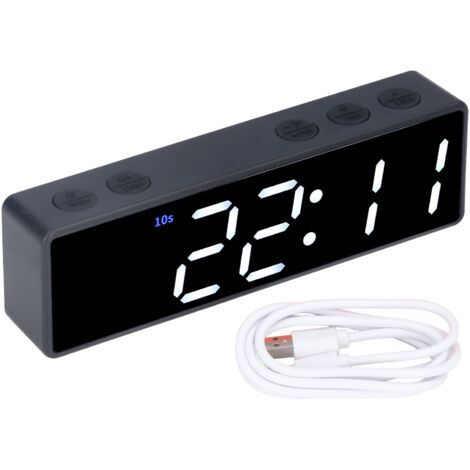 Training Timer LED Digital Timer Multifunctional Electronic Desktop Clock for Bedroom Fitness Room(Black Frame Green White Display ) (1/5)