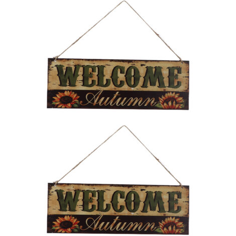 2pcs Halloween Sunflower Wooden Welcome Sign Fall Autumn Decorative Wall Board Hanging Ornaments for Indoor Outdoor Decor (1/5)