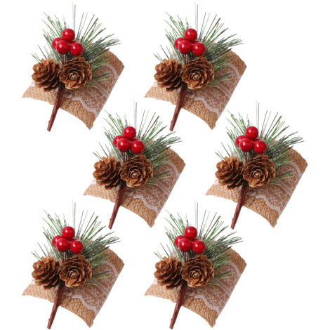 Pinecone Napkin Rings Sweet Reusable Christmas Napkin Holders Table Decor for Dinner Party Anniversary (1/5)