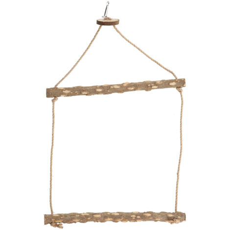 Large Bird Cage Swing Natural Wooden Safe Hanging Birds Standing Chewing Toy for Parrots (1/5)
