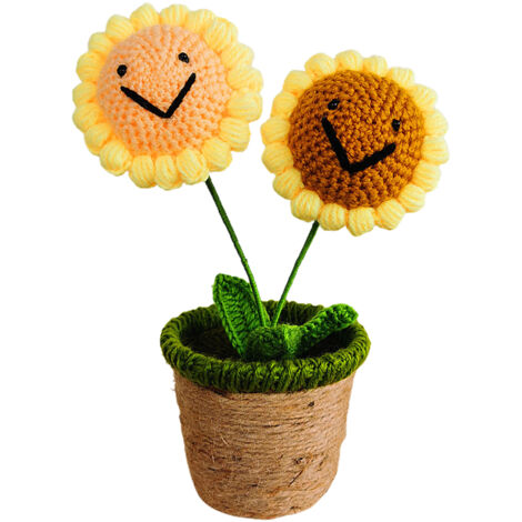 Artificial Sunflower Hand Woven Yarn Simulation Flower Potting Indoor Decoration (1/5)