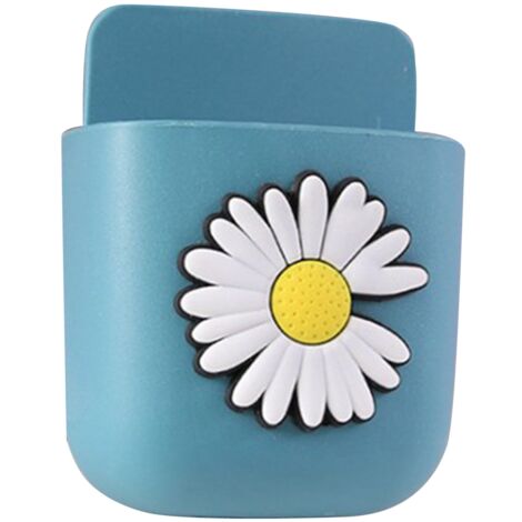 Remote Control Holders Wall Mount Adhesive Organizer Pen Storage Box Phone Holder for Office Home SchoolLake Blue Daisy (1/2)