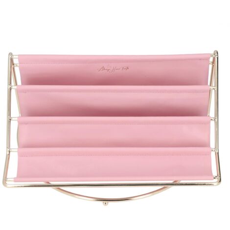 Desk Shelf Organizer Multi Layer Exquisite Premium Metal Leather Durable Stable Wide Application Desktop OrganizerPink (1/5)