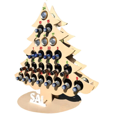 Christmas Advent Calendar Countdown 24 Wooden Christmas Tree Mini Alcohol Holder Wine Bottle Stand Decoration Gifts (1/5)