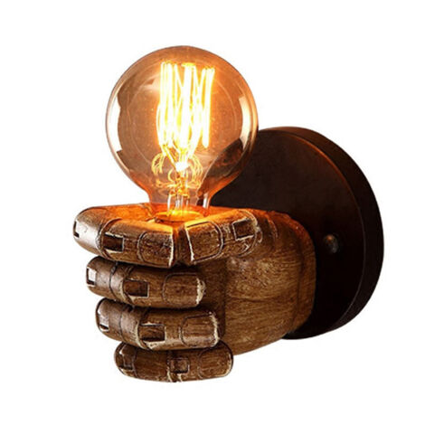 Wall Light Decoration Holder Novelty Fist Shape Wall Lamp Holder Wall Art Decoration for Bar Restaurant Cafe Right Hand (1/2)