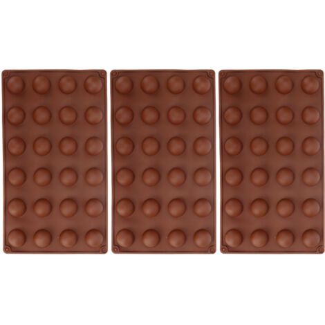 3pcs Silicone Mould 24‑Hole Soft Semi Sphere Baking Mold for Chocolate Jelly Mousse Soap (1/5)