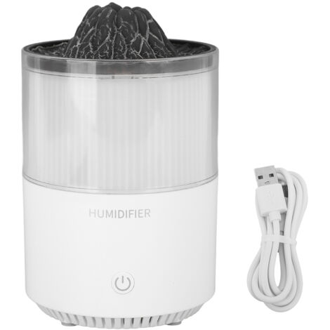 Essential Oil Diffuser Humidifier Simulation Volcano 200ml with Colorful Light Low Noise Desktop Humidifier for Home Bedroom Office White (1/5)