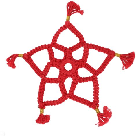 Hand Cotton Woven Hollow Star Ornament Red Five Pointed Star Ornaments Holiday Decoration (1/5)