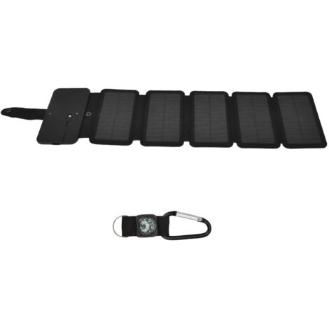 Solar Power Bank Foldable Dual Output Portable Universal Direct Charging Charger for 3 Proof Mobile Power Supply Black 5 Fold (1/5)