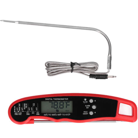 Barbecue Thermometer Double Probe Head LCD Display Easy to Store Digital Meat Thermometer for Home BBQRed (1/5)