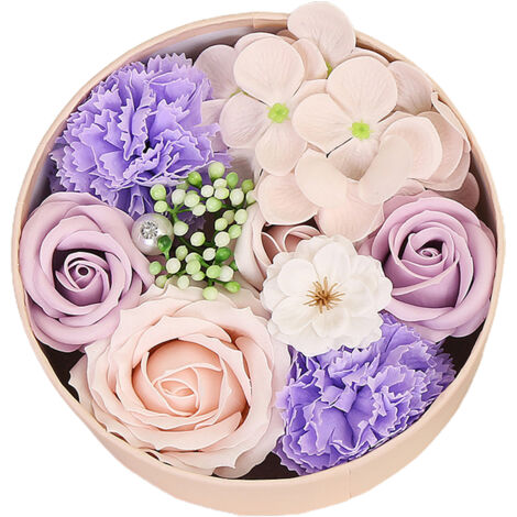Artificial Flowers Combo Box Simulation Fake Soap Flower Round Box Valentine's Day Holiday Gift (1/5)