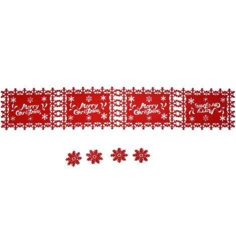 Christmas Table Runner Placemat Heat Protection Water Absorption Felt Table Runner Placemat(4 English Placemats 4 Coasters ) (1/5)