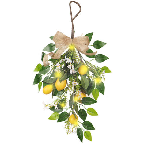 Artificial Lemon Teardrop Wreath Wall Hanging Teardrop Lemon Fruit Wreath Artificial Lemon Swag (1/5)