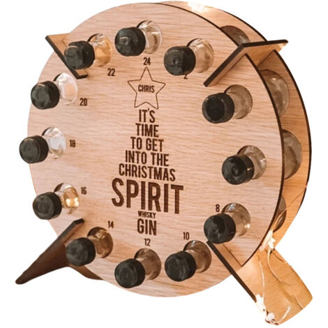 Christmas Advent Calendar Countdown 24 Wooden Christmas Tree Mini Alcohol Holder Wine Bottle Stand Decoration Gifts (1/5)