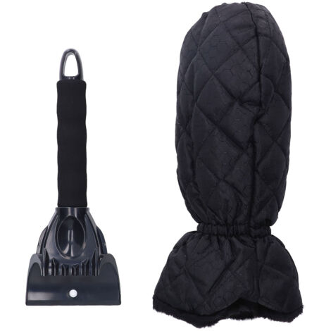 Waterproof Ice Scraper Mitt 2 in 1 Design Elastic Band Design Easy to Hold Convenient Cold Proof Car Snow Scraper GloveBlack