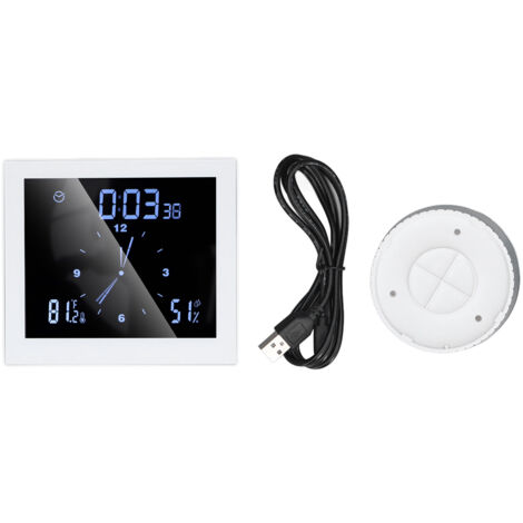 5in Wall Shower Clock Digital Timer Alarm Temperature Humidity Display Waterproof for Home BathroomWhite (1/5)