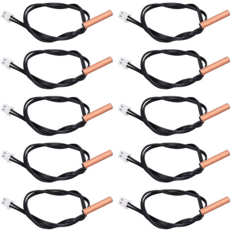 10Pcs 10K Temp Sensor Probe PVC Copper Waterproof NTC Thermistor Probes for Air Conditioner (1/5)