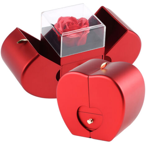 Christmas Gift Apple Box Wedding Ring Box Jewelry Rose Flower Box for Necklace Bracelet Birthday Party Valentine's Day New Year Gift (1/5)