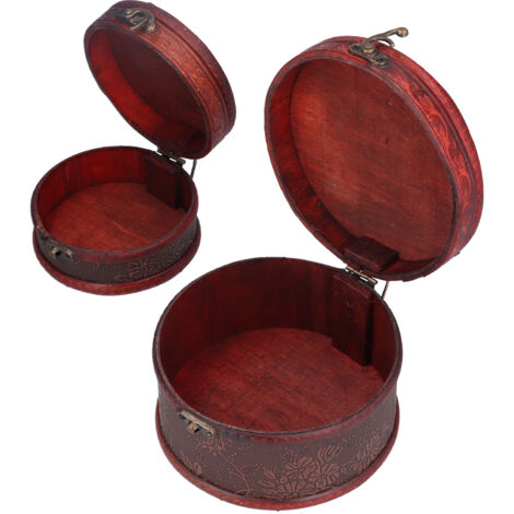 2Pcs Classical Jewelry Box with Buckle Cylinder Shape Antique Storage Case for Necklace Bracelet (1/5)