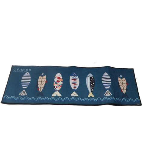 Floor Mat Prevent Slip Wearable Comfortable Cute Pattern Kitchen Pad for Living Room Bathroom Doorway Fish 40x120cm / 15.8x47.2in (1/5)