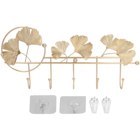 Wall Coat Rack Ginkgo Leaf Design Simple Elegant Style Wide Application Wall Mounted Coat Rack for Clothes Hat Keys (1/5)