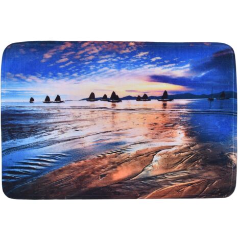 Household Bathroom Floor Carpet Water Absorption Anti Slip Flannel Mat for Door Toilet50x80cm (1/5)