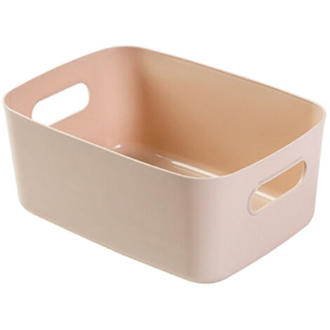 Desktop Storage Basket PP Cosmetic Storages Box Desktops Sundries Organizer with Handle for HouseholdMedium Apricot (1/2)