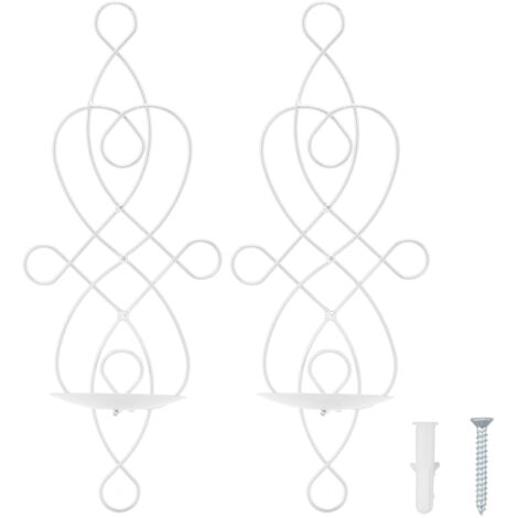 2 Sets Iron Wall Candle Sconce Holder Foldable Deformation Resistance Innovative Wall Candle Holder for Bedroom Dining Room White (1/5)